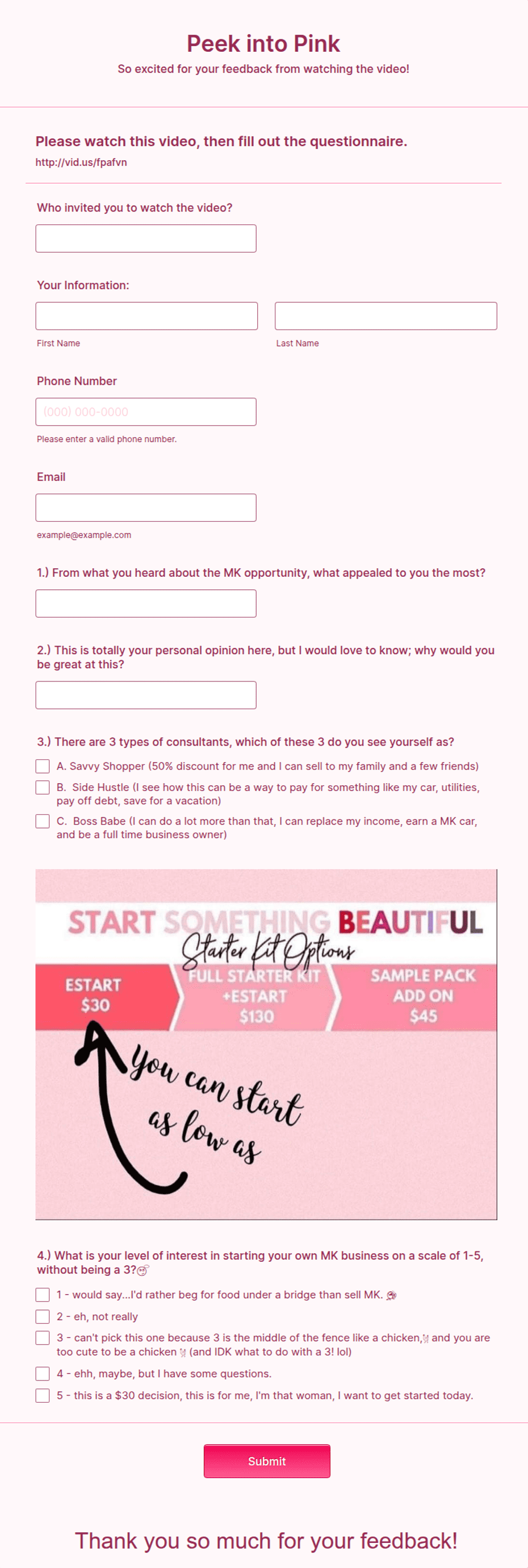 Peek into Pink Form Template | Jotform