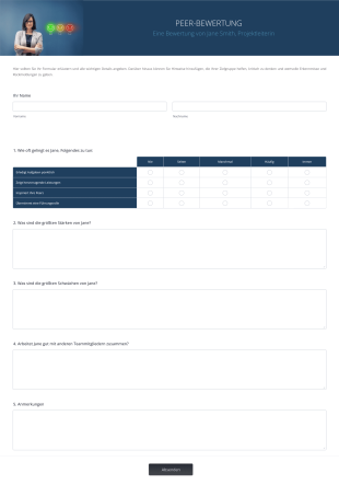 Peer Bewertung Form Template