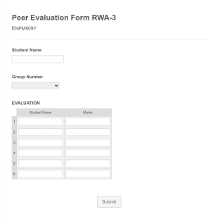 Peer Evaluation Form RWA 3 Form Template