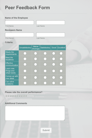 Peer Feedback Form Template