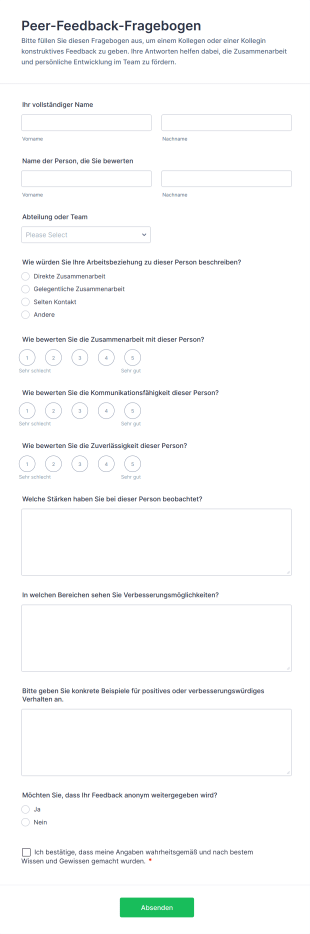 Peer Feedback Fragebogen