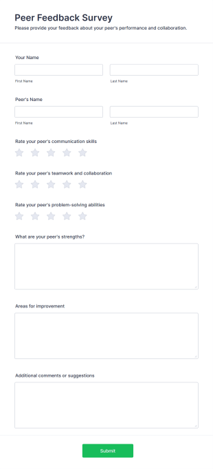 Peer Feedback Survey Form Template