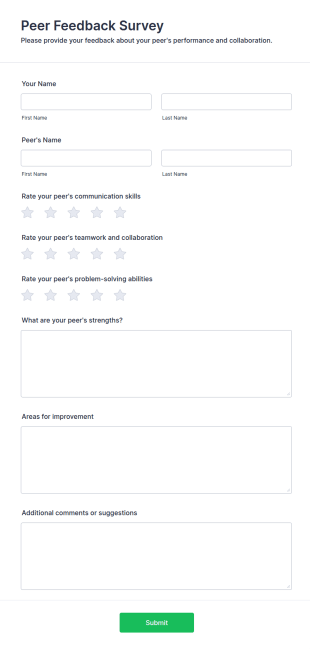 Peer Feedback Survey Form Template