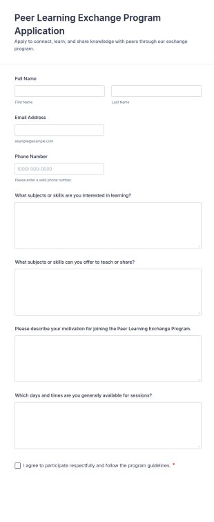 Peer Learning Exchange Program Application Form Template