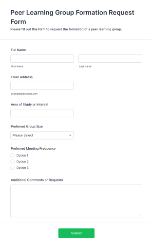 Peer Learning Group Formation Request Form Template
