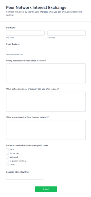 Peer Network Interest Exchange Form Template