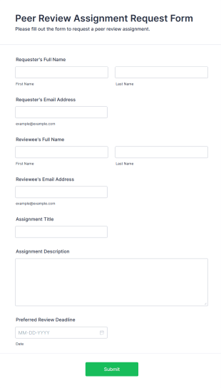 Peer Review Assignment Request Form Template
