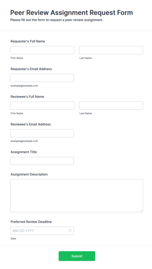 Peer Review Assignment Request Form Template