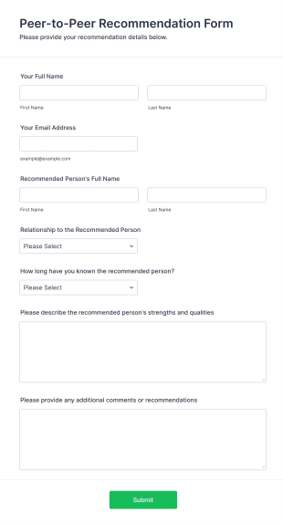 Peer To Peer Recommendation Form Template