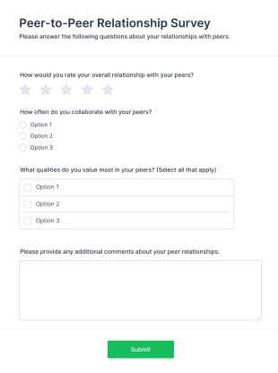Peer To Peer Relationship Survey Form Template