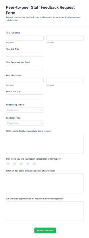 Peer To Peer Staff Feedback Request Form Template