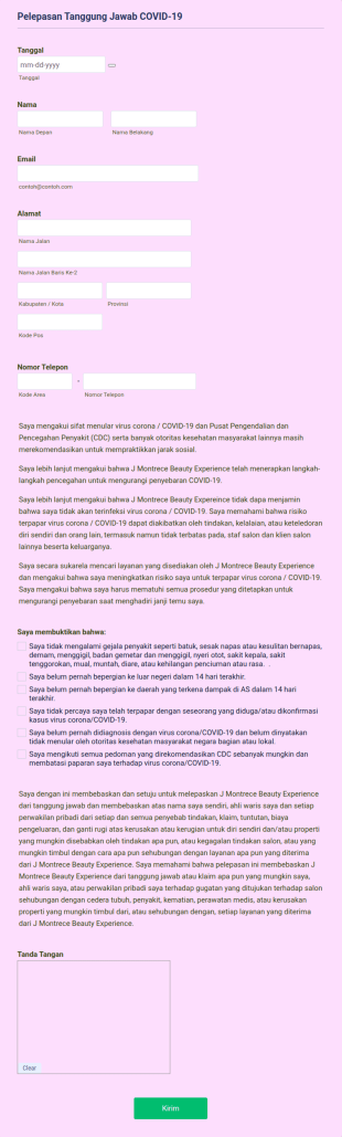 Pelepasan Tanggung Jawab Layanan Rias Muka, Bulu Mata Dan Alis Untuk COVID 19
