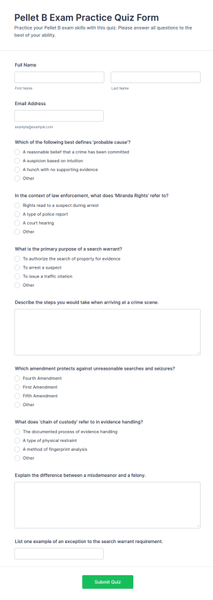 Pellet B Exam Practice Quiz Form Template