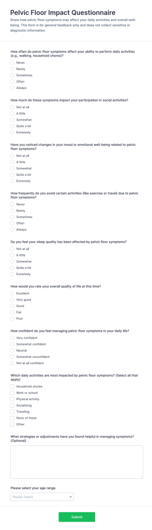 Pelvic Floor Impact Questionnaire Form Template