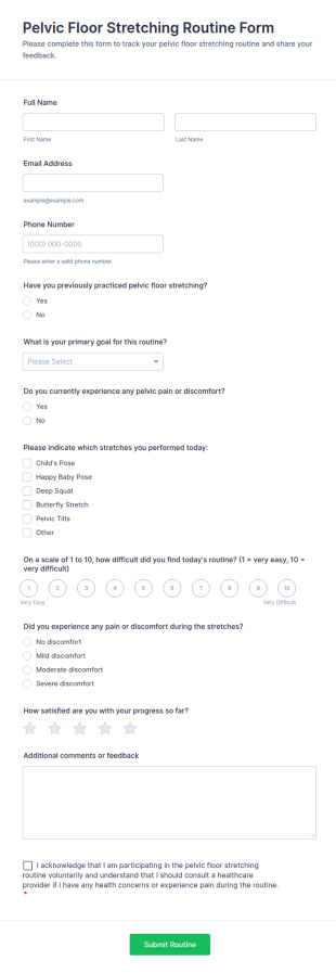 Pelvic Floor Stretching Routine Form Template