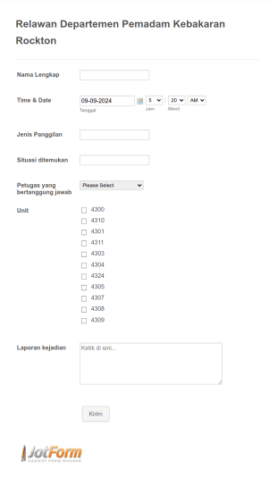 Pemadam Kebakaran Laporan Insiden Form Template
