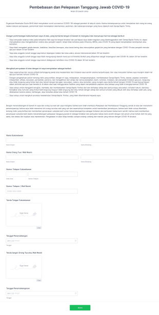 Pembebasan Dan Pelepasan Tanggung Jawab COVID 19 Anak Di Bawah Umur Form Template