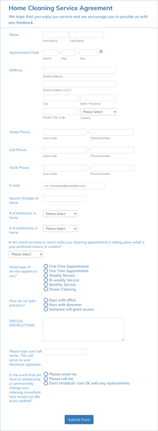 Pemesanan Jasa Form Template