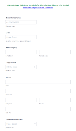Pemilihan Ekstrakurikuler Form Template