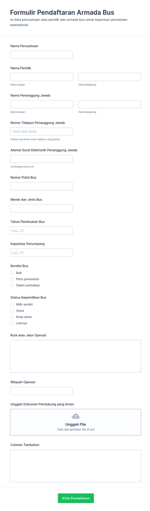 Pendaftaran Armada Bus Form