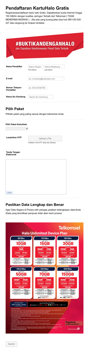 Pendaftaran Kartu Halo