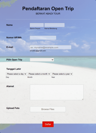 Pendaftaran Open Trip