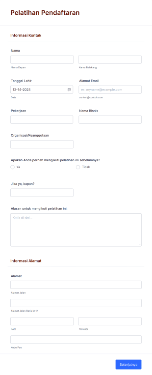 Pendaftaran Pelatihan Form Template