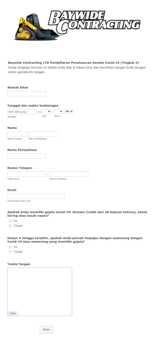 Pendaftaran Penelusuran Kontak COVID 19