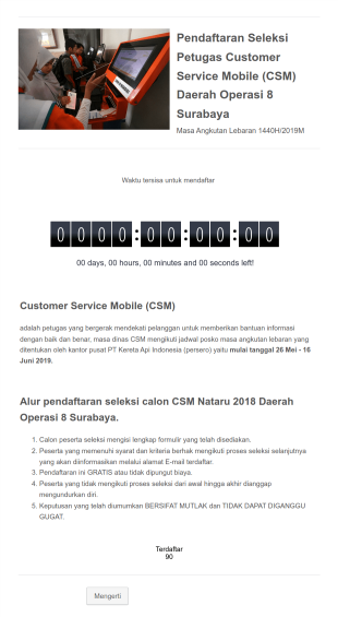 Pendaftaran Seleksi Petugas Customer Service Mobile