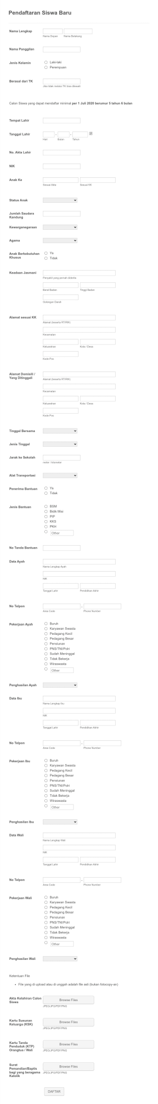 Pendaftaran Siswa Baru