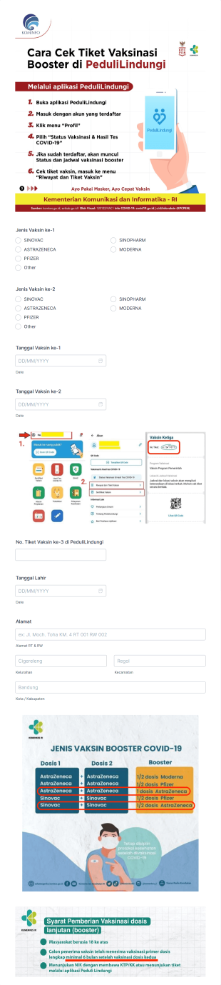 Pendaftaran Vaksin Booster (Az) Form Template