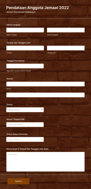 Pendataan Anggota Jemaat Form Template