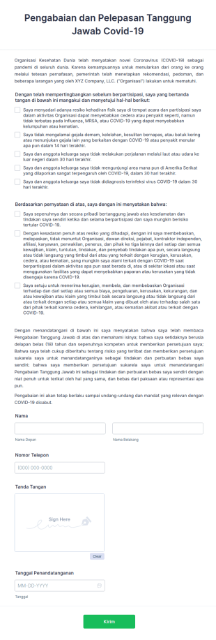 Pengabaian Dan Pelepasan Tanggung Jawab Covid 19