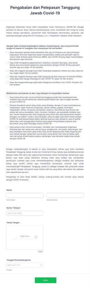 Pengabaian Dan Pelepasan Tanggung Jawab Covid 19