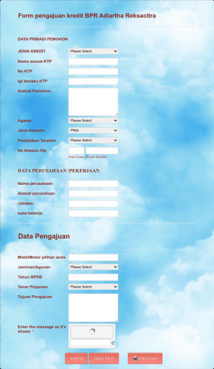Pengajuan Kredit Form Template