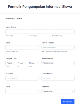 Pengumpulan Informasi Siswa Form Template