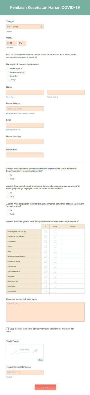 Penilaian Kesehatan Harian COVID 19