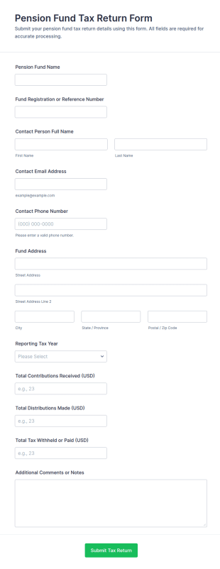 Pension Fund Tax Return Form Template