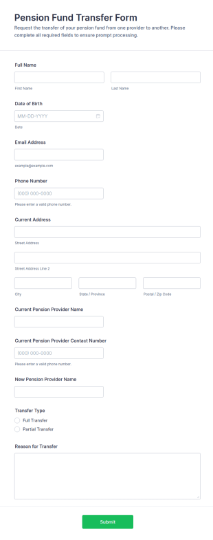 Pension Fund Transfer Form Template