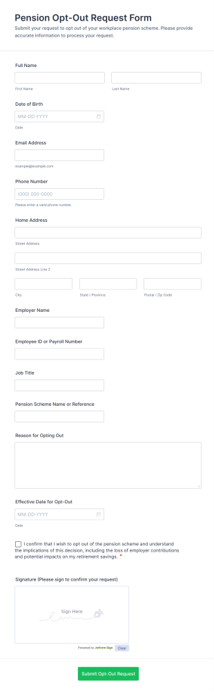 Pension Opt Out Request Form Template