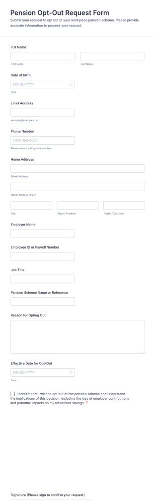 Pension Opt Out Request Form Template