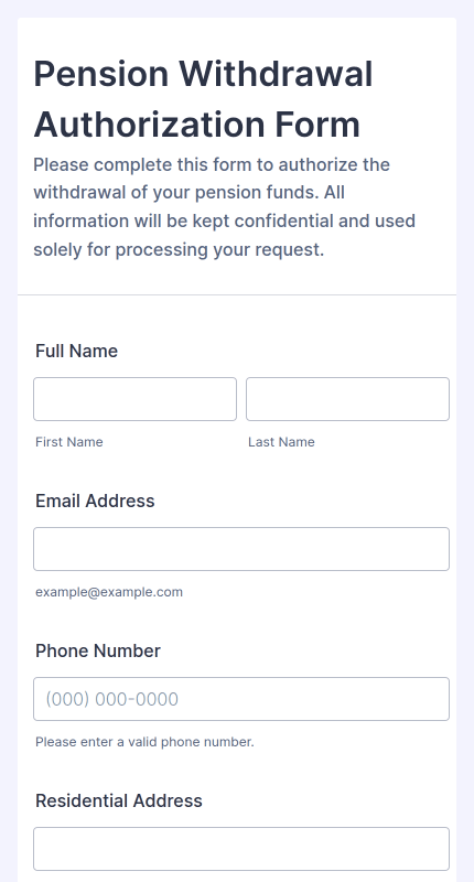 Pension Withdrawal Authorization Form