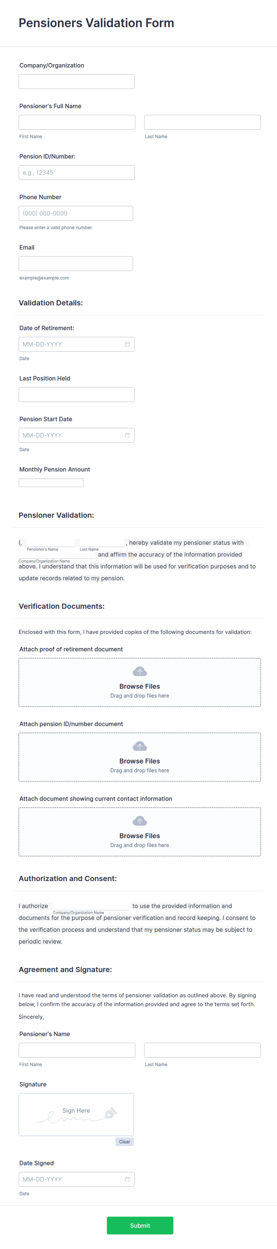 Pensioners Validation Form Template | Jotform