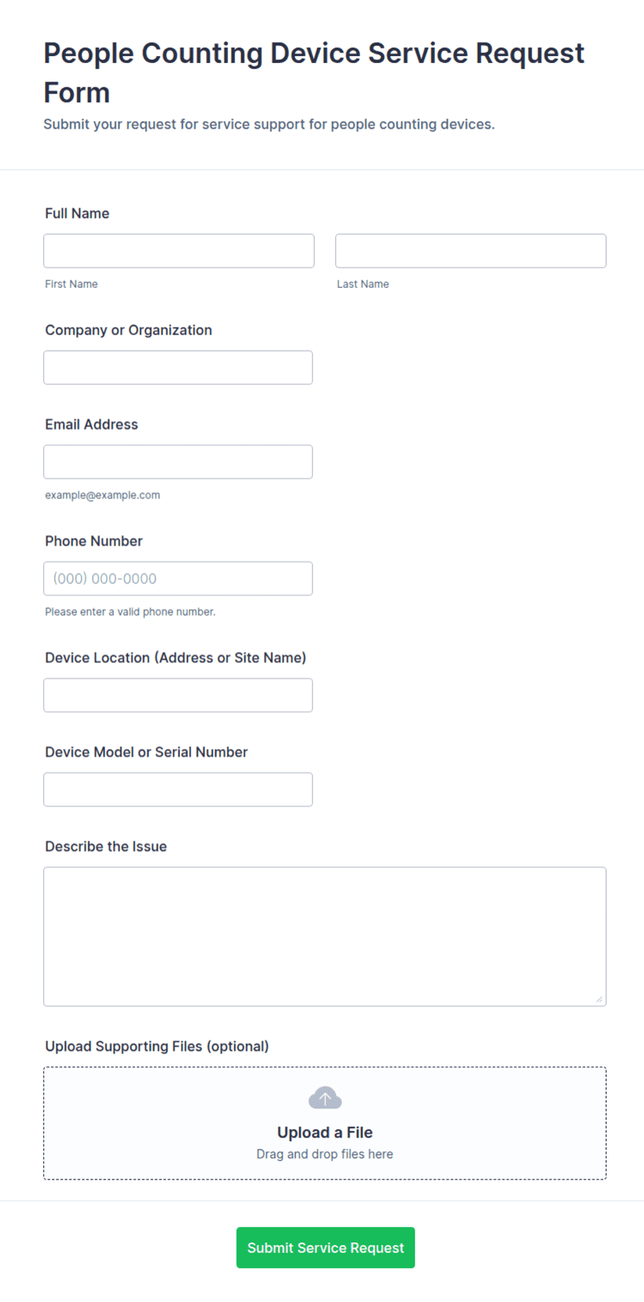 People Counting Device Service Request Form Template | Jotform