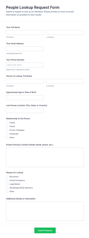 People Lookup Request Form Template