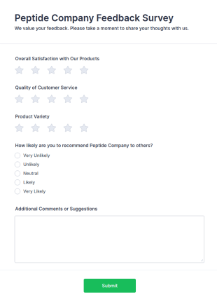 Peptide Company Feedback Survey Form Template