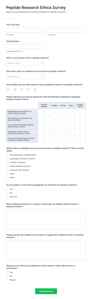 Peptide Research Ethics Survey Form Template