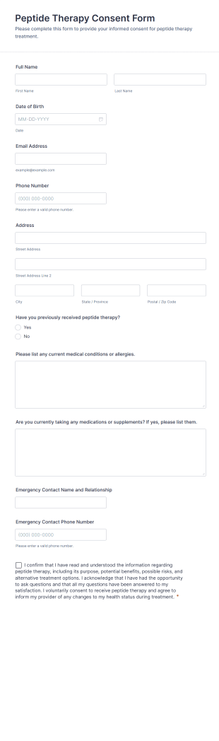 Peptide Therapy Consent Form Template