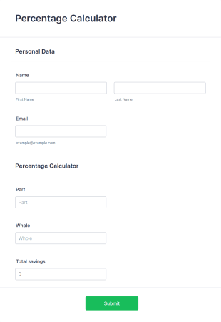 Percentage Calculator Form Template