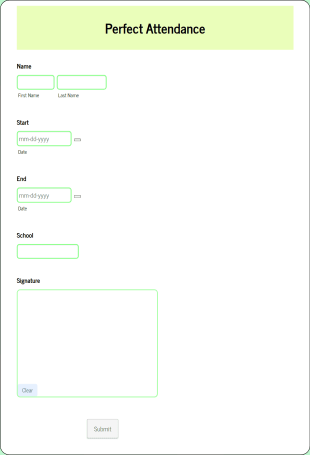 Perfect Attendance Form Template
